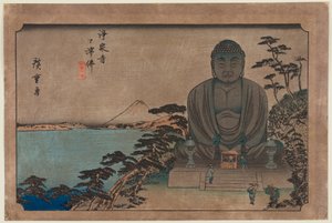 Buddhista szobor a szabadban a Jōsen templomnál: A kamakurai Nagy Buddha alkotó: Utagawa Hiroshige