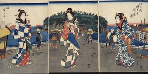 Az ikon leleplezésének ünnepsége Benzaitenben, Enoshimában alkotó: Utagawa Hiroshige