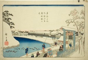 Cherry Well on the Benkei Moat outside Sakurada (Soto Sakurada Benkeibori sakura no i), from the series "Famous Places in the Eastern Capital (Toto meisho)" alkotó: Utagawa Hiroshige