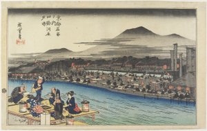 Az est lehűtése a Shijo_ Riverbanken, c. 1834