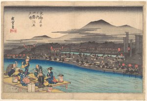 Esti hűsölés Shijogawaránál alkotó: Utagawa Hiroshige