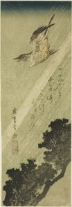 Kakukk repülő esőben alkotó: Utagawa Hiroshige