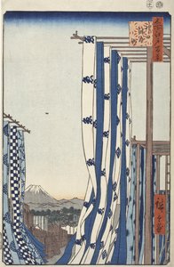 A kelmefestők negyede, Kanda alkotó: Utagawa Hiroshige