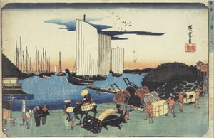 „Esti kilátás Takanawára” a „A keleti főváros nevezetes helyei” című sorozatból alkotó: Utagawa Hiroshige
