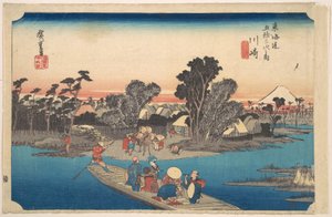 Komp a Rokugo folyón alkotó: Utagawa Hiroshige