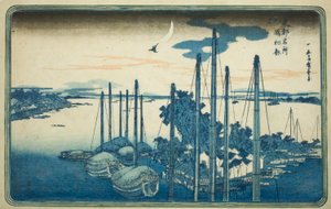 Az év első kakukkja a Tsukuda-szigeten (Tsukudajima, hatsu hototogisu), a "Keleti főváros híres kilátásai (Toto Meisho)" sorozatból alkotó: Utagawa Hiroshige