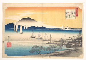 Yabaseba visszatérő halászhajók alkotó: Utagawa Hiroshige