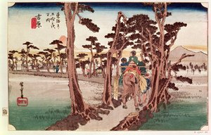 Fuji Yoshiwarából a Tokaido 53 állomásáról, 1833 körül (fatömb)
