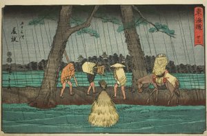 Fujieda – Nem. 23, a "Tokaido ötvenhárom állomása (Tokaido gojusan tsugi)" sorozatból, más néven Reisho Tokaido alkotó: Utagawa Hiroshige