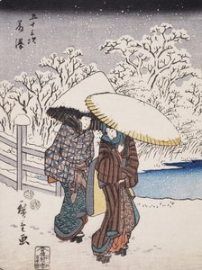 Fujisawa a Tokaido 53 állomása sorozatból, 1852 (színes fatömb nyomat)
