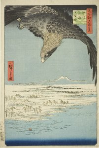 Fukagawa Suzaki plan d Jumantsubo (Fukagawa Suzaki Jumantsubo), a „Ridge dre d Fa net s View of Edo (Edo száz híres képe)” sorozatból. alkotó: Utagawa Hiroshige