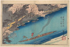 Teljes virágzás Arashiyamánál, az Oi folyón alkotó: Utagawa Hiroshige