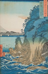 Barlangok Enoshima szigetén, Sagami tartományban / Sagami Enoshima Iwaya no kuchi, a Híres helyek látképei több mint hatvan tartományban / Rokuju yoshu meisho zue sorozat 15. lapja alkotó: Utagawa Hiroshige