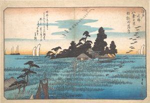 Visszatérő vadludak Hanedánál alkotó: Utagawa Hiroshige