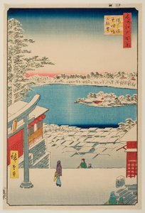 Kilátás a Yushima Tenjin szentély dombtetőjéről, az „Edo száz nevezetes látképe” sorozatból alkotó: Utagawa Hiroshige