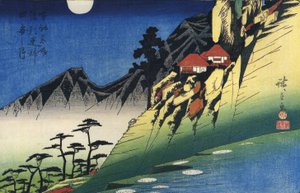 Hiroshige Hold a hegyi táj felett alkotó: Utagawa Hiroshige