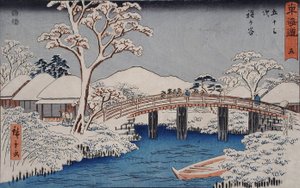 Hodogaya: a Katabira folyó és a Katabira híd alkotó: Utagawa Hiroshige