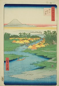 Horie és Nekozane (Horie Nekozane), No.96 a "One Hundred Famous Views of Edo (Meisho Edo hyakkei)" sorozatból. alkotó: Utagawa Hiroshige