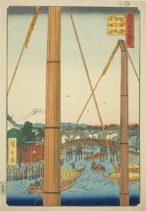 Inari B gerinc vázlat d Port Shline, Teppo figura (Teppo Figure Inari Bridge Minato Shrine) nézet)” alkotó: Utagawa Hiroshige
