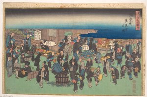 Esti piac Junkei városában alkotó: Utagawa Hiroshige