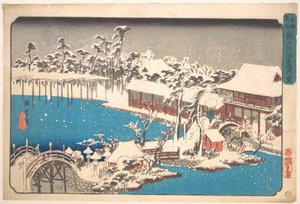 Hó a Kameido Tenmangu szentély körzetében alkotó: Utagawa Hiroshige