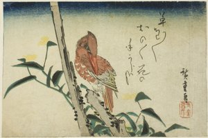 Jégmadár és napvirág alkotó: Utagawa Hiroshige