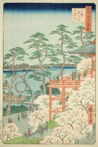 Kiyomizu csarnok és Shinobazu tó Uenóban (Ueno Kiyomizudo Shinobazu no ike), No.11 az "Edo száz híres látképe (Meisho Edo hyakkei)" sorozatból. alkotó: Utagawa Hiroshige