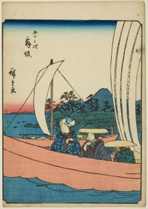 Maisaka, a te sorozatból: „Ötvenhárom S tachi hang a városiasságból” (Goshuyama a következő) alkotó: Utagawa Hiroshige