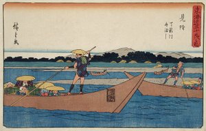 Mitsuke: átkelés komppal a Tenryū folyón alkotó: Utagawa Hiroshige