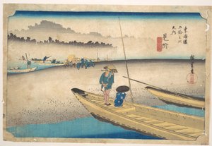Mitsuke: komp a Tenryūgawán, 29. állomás alkotó: Utagawa Hiroshige
