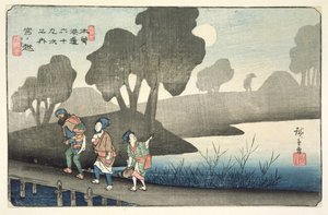 Miyanokoshi, No.37 a "69 Stations of the Kisokaido" sorozatból, Hoeido és Kinjudo kiadó, 1830-as évek vége (színes fametszet).