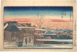 Reggeli cseresznyevirágzás Shin-Yoshiwarában alkotó: Utagawa Hiroshige