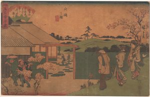 Mukojima látképe, lapos szikla alkotó: Utagawa Hiroshige