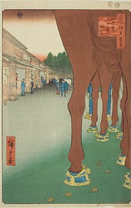 Naito Shinjuku a Yotsuya (Yotsuya Naito Shinjuku), No.86 a "Száz híres nézet Edóról (Meisho Edo hyakkei)" sorozatból. alkotó: Utagawa Hiroshige