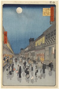 Saruwaka-machi éjszakai képe, 90. sz. Edo száz híres képe, 1856 (fatömbnyomat) alkotó: Utagawa Hiroshige