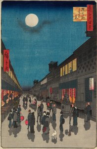 Saruwakamachi éjszakai látképe alkotó: Utagawa Hiroshige