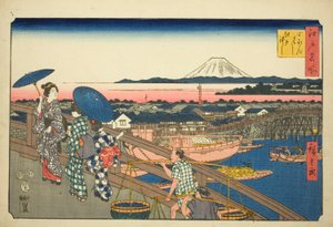 Japan B Ridge és Edo B Ridge (Nihonbashi Edobashi), a Teseriestől alkotó: Utagawa Hiroshige