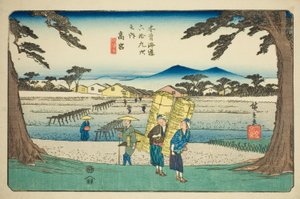nak,-nek. 65: Takamiya, a „Shi xty-nine S taion of the kisokaido” című sorozatból alkotó: Utagawa Hiroshige