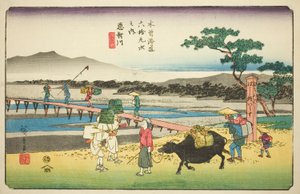 nak,-nek. 66: Echikawa, a "Shi xty-nine S taion of te kisokaido" sorozatból alkotó: Utagawa Hiroshige