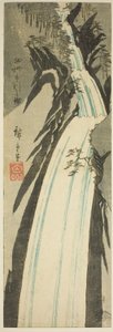 Nunobiki-vízesés Settsu tartományban (Sesshu Nunobiki no taki), a tartományokat bemutató, cím nélküli sorozatból alkotó: Utagawa Hiroshige