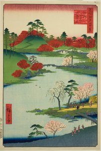 A Tegarden megnyitása a Fukagawa Hachiman szentélyben (Fukagawa Hachiman Yamabiraki), az Edo című sorozatból alkotó: Utagawa Hiroshige