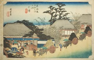 Otsu: Hashirii teaház (Otsu, Hashirii chaya), a "Tokaido ötvenhárom állomása (Tokaido gojusan tsugi no uchi)" sorozatból, más néven Hoeido Tokaido alkotó: Utagawa Hiroshige