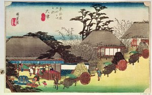 Otsu, illusztráció a Tokaido út ötvenhárom állomásából, pub. szerző: Takenouchi Magohachi, 1831-1834 körül (színes fatömb)