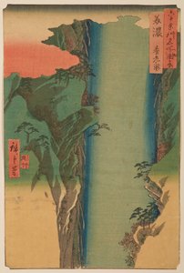 Mino tartomány - Joro-vízesés, a Több mint hatvan tartomány híres látképei sorozatból alkotó: Utagawa Hiroshige
