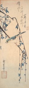 Vörös oldalú kékfarkú cseresznyeágon alkotó: Utagawa Hiroshige