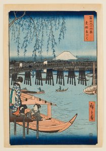 Ryōgoku a keleti fővárosban, a „Harminchat látkép a Fudzsi-hegyről” sorozatból alkotó: Utagawa Hiroshige
