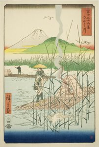 Sagami folyó (Sagamigawa), a "Harminchat kilátás a Fuji-hegyre (Fuji sanjurokkei)" sorozatból alkotó: Utagawa Hiroshige
