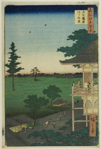 Az ötszáz Rakan templom Sazai-terme (Gohyaku Rakan Sazaido), a "Száz híres edói látkép (Meisho Edo hyakkei)" sorozatból. alkotó: Utagawa Hiroshige