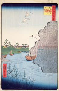 Scattered Pines, Tone River, 71. sz. Edo száz híres nézetéből, 1856 (fatömb színes nyomat) alkotó: Utagawa Hiroshige