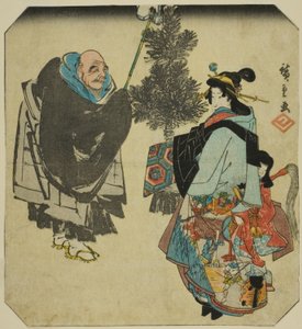 Seki: Ikkyu pap és a pokol udvarhölgye, az "Ötvenhárom párosítás a Tokaido úton (Tokaido gojusan tsui)" sorozatból alkotó: Utagawa Hiroshige